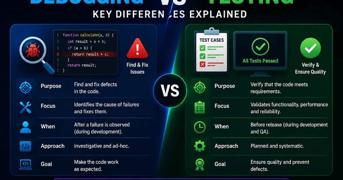 Debugging vs Testing: Key Differences Explained